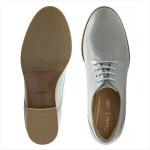Clarks Netley Bloom Leather Blue Gray Oxfords Women US 6.5M